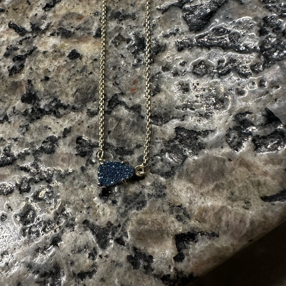 Kendra Scott Blue Drusy Heart Necklace